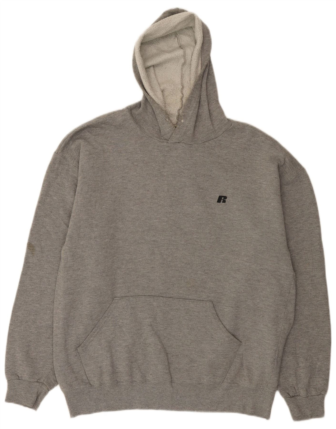 Russell Athletic Mens moletom com capuz grande algodão cinza