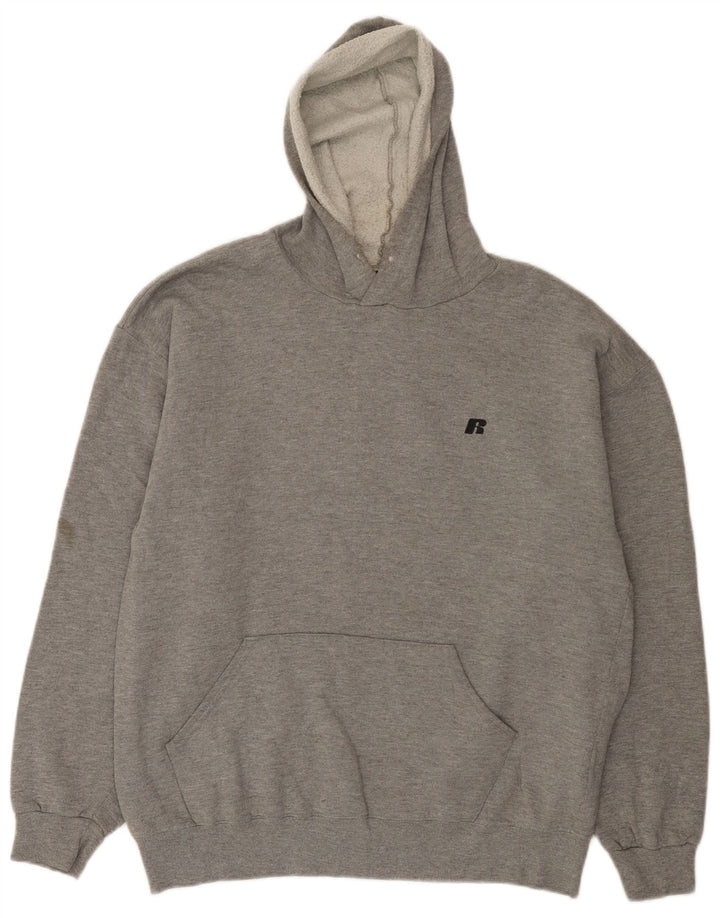 Russell Athletic Mens moletom com capuz grande algodão cinza