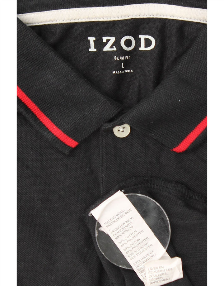 Camisa polo masculina IZOD Slim Fit grande algodão preto