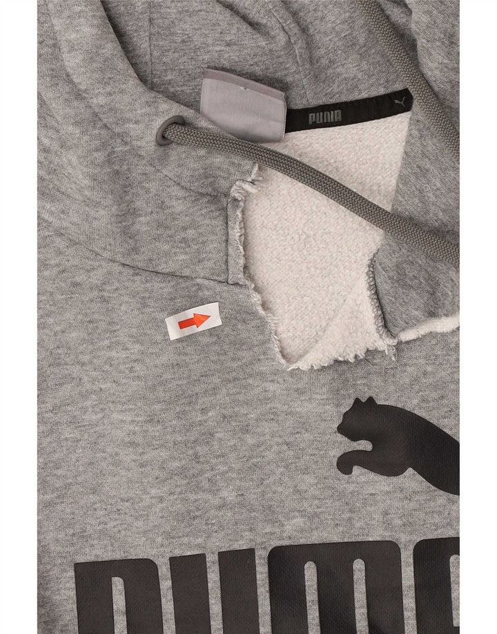 Suéter com capuz gráfico masculino Puma, algodão manchado cinza médio
