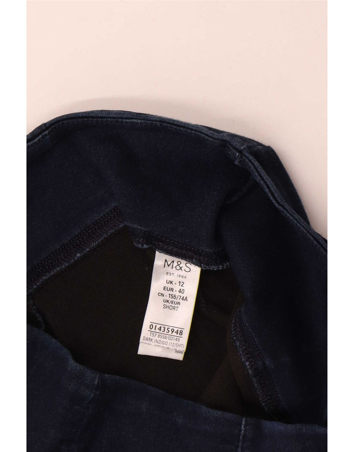 Calças cortadas femininas Marks & Spencer UK 12 médio W28 L24 azul marinho