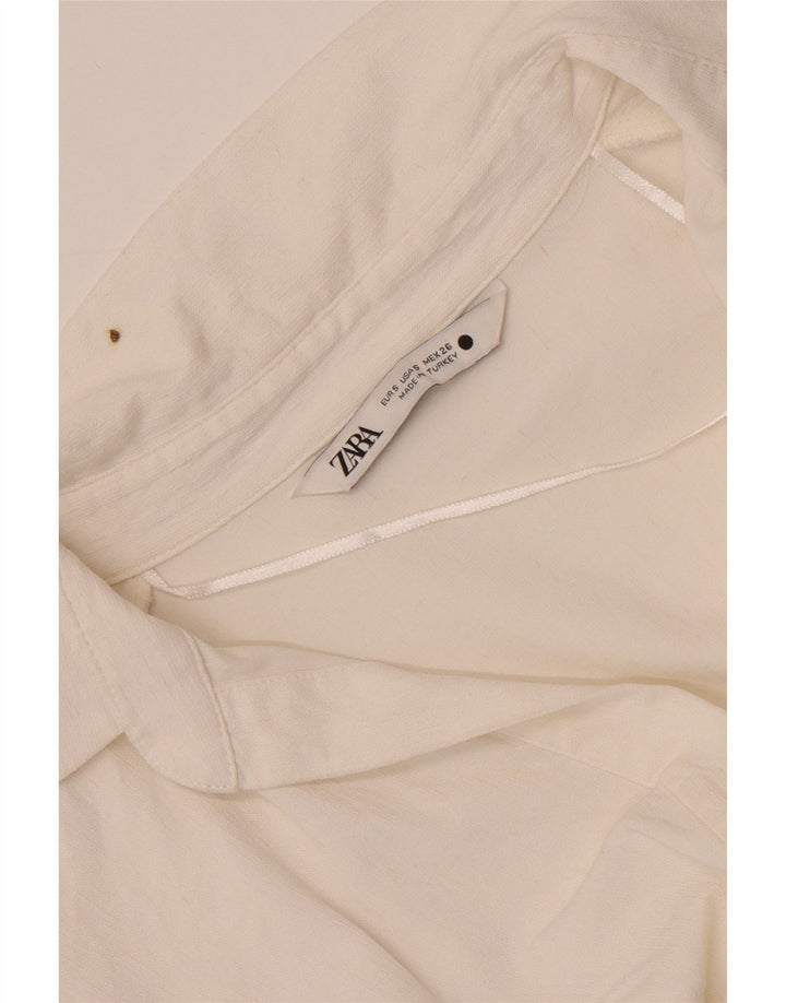 Blusa feminina Zara Crop Shirt UK 10 pequena branca