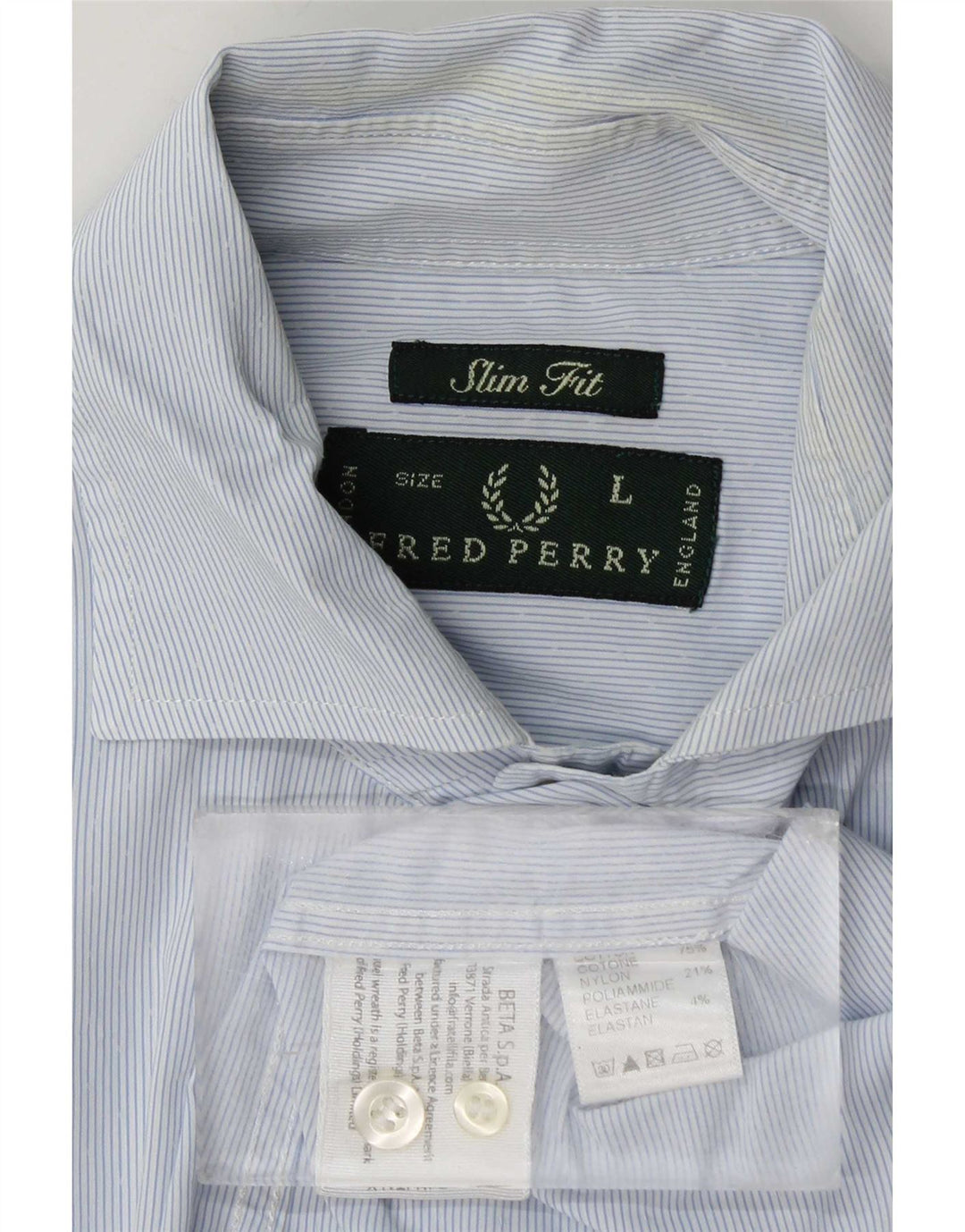 Fred Perry Camisa masculina slim fit grande algodão listrado azul