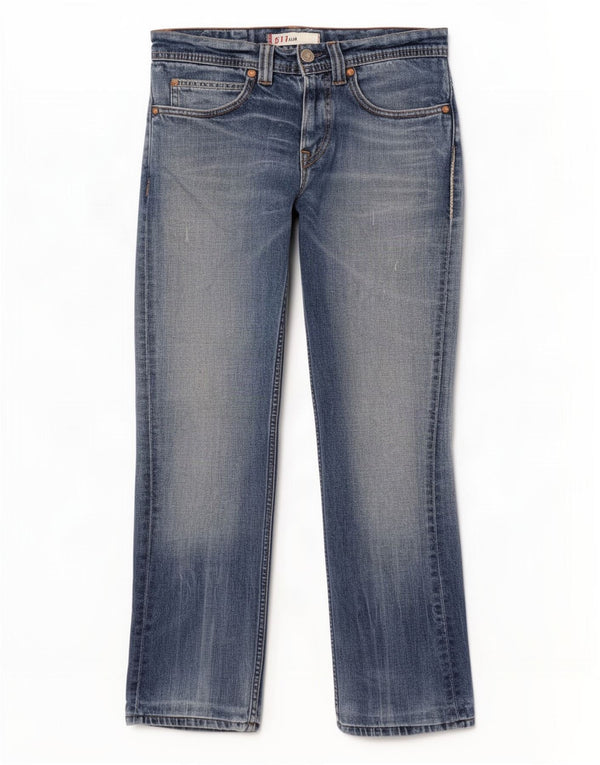 Calça jeans feminina Levi's 511 Distressed Slim W30 L29 azul algodão