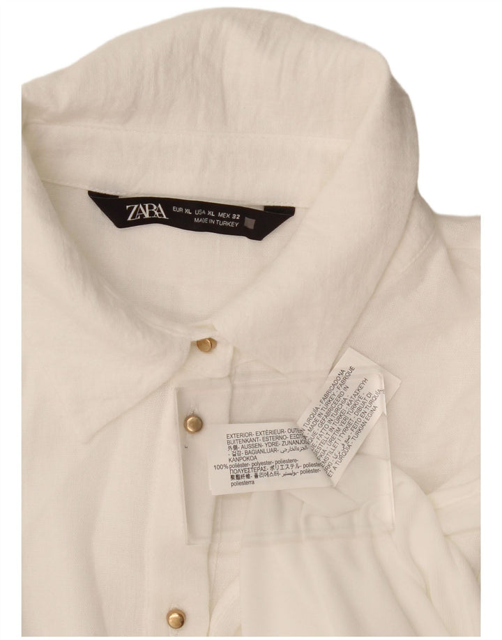 Vestido feminino Zara A-Line UK 18 XL branco poliéster