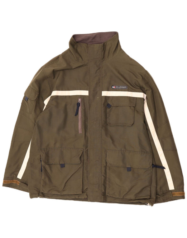 Jaqueta utilitária masculina Tommy Hilfiger Reino Unido 40 grande cáqui colorblock poliéster