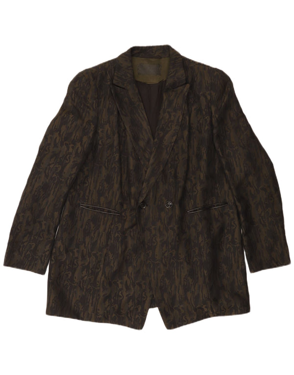 Jaqueta blazer feminina vintage com padrão abstrato Reino Unido 20 2XL camuflagem preta