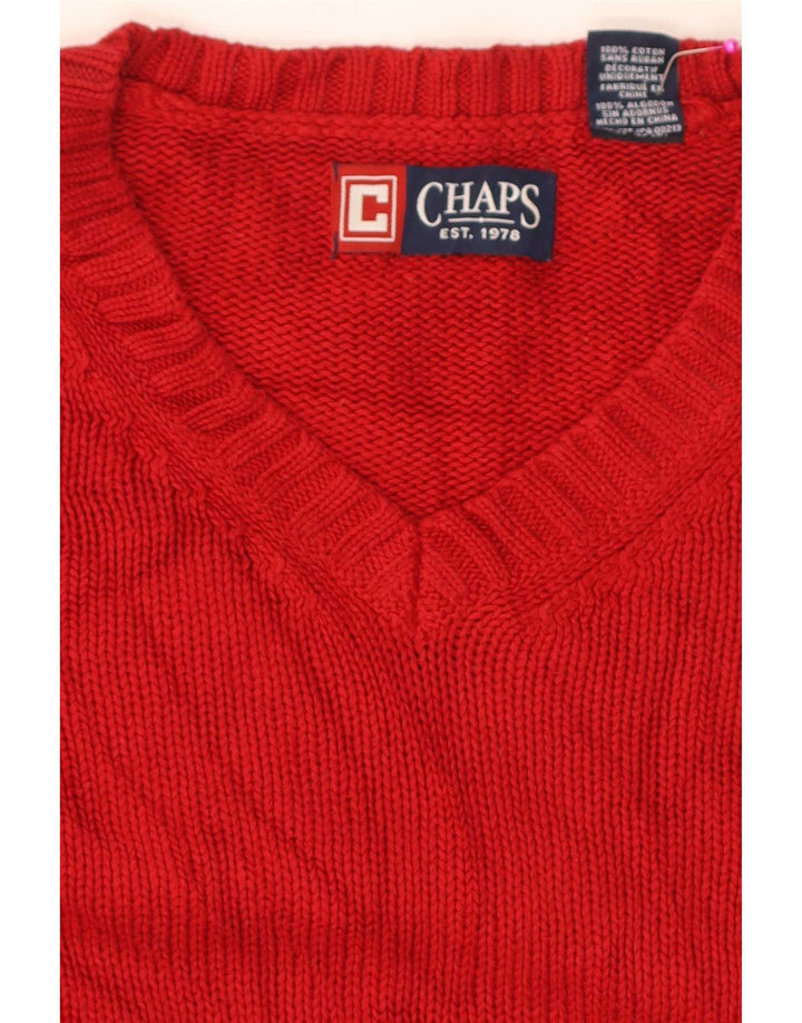 Suéter masculino Chaps Regular Fit com decote em V XL de algodão vermelho
