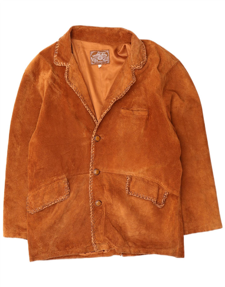 Jaqueta masculina vintage de camurça UK 42 XL couro marrom