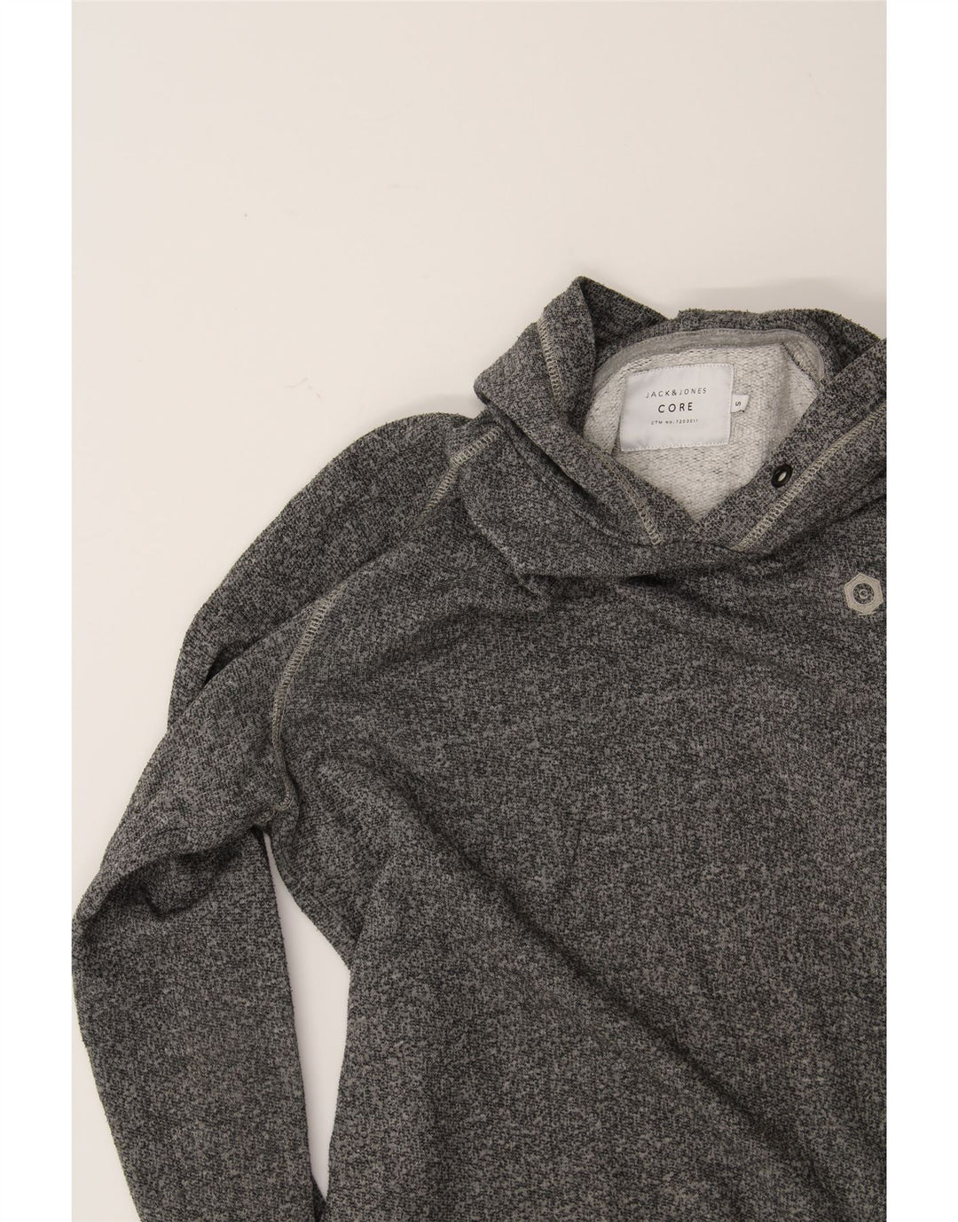 JACK & JONES Mens Hoodie Jumper Small Grey Flecked Cotton Vintage Jack & Jones and Second-Hand Jack & Jones from Messina Hembry 
