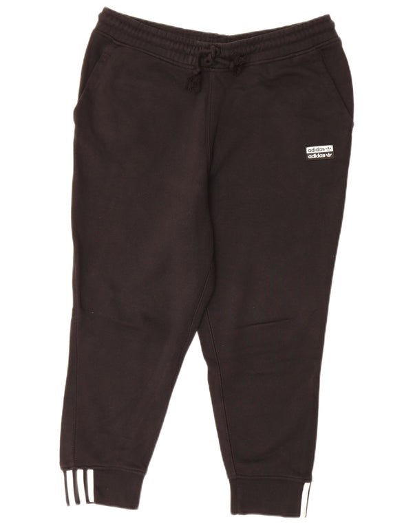Adidas Womens Capri Calças de treino Joggers UK 16 Grande Algodão Preto