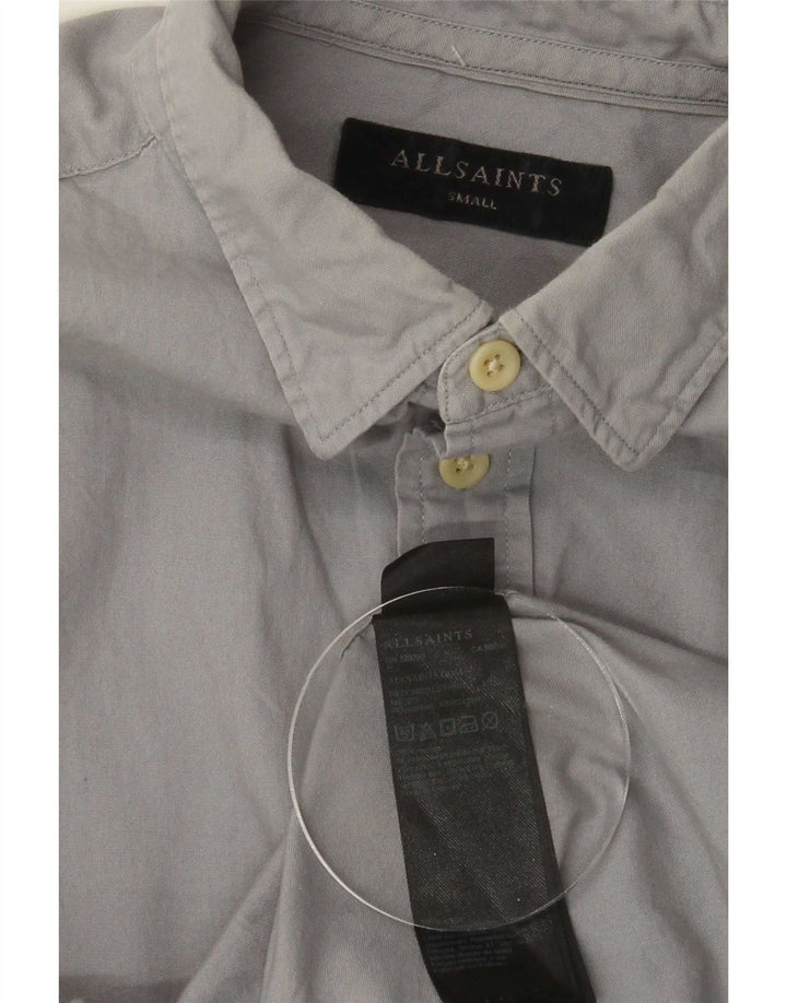 Camisa masculina All Saints pequena cinza algodão
