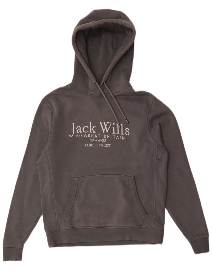 Jack Wills moletom com capuz masculino gráfico pequeno algodão cinza
