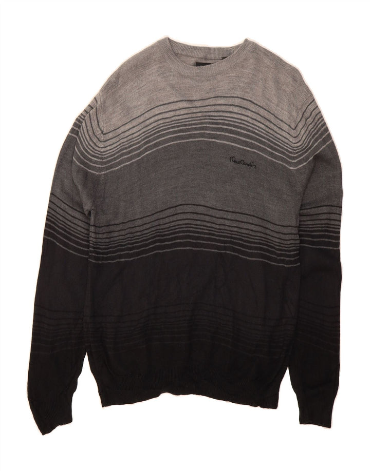 PIERRE CARDIN Mens Crew Neck Jumper Sweater Medium Grey Colourblock Vintage Pierre Cardin and Second-Hand Pierre Cardin from Messina Hembry 