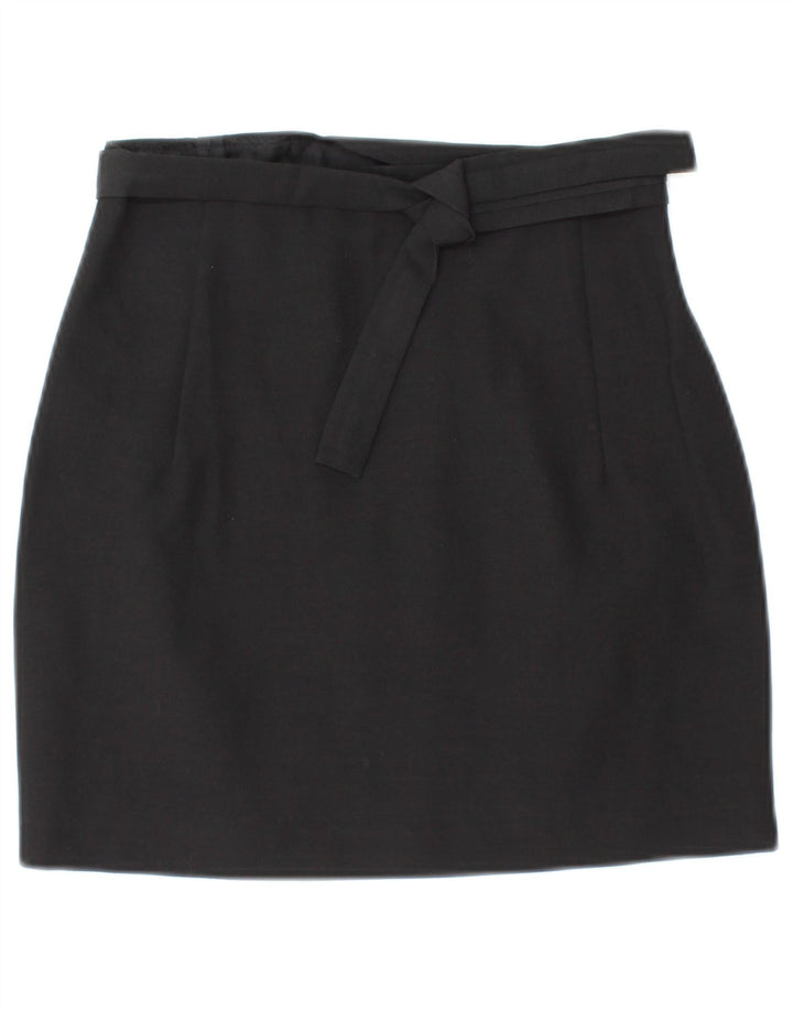 Mini saia feminina VINTAGE IT 42 médio W26 lã preta