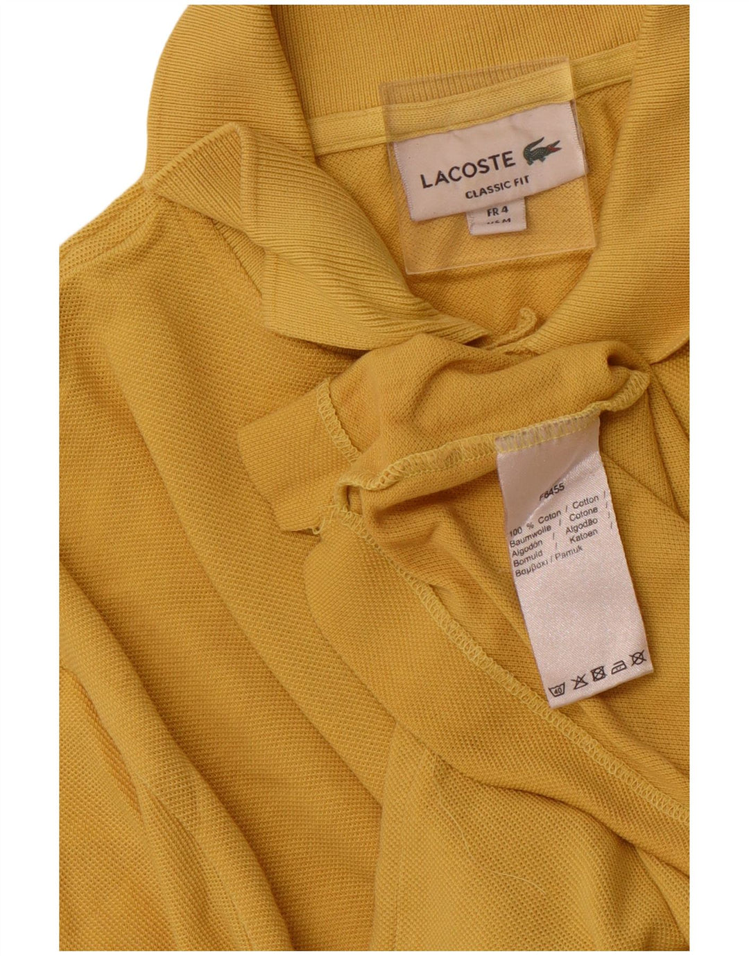 Camisa polo masculina LACOSTE Classic Fit tamanho 4 algodão amarelo médio