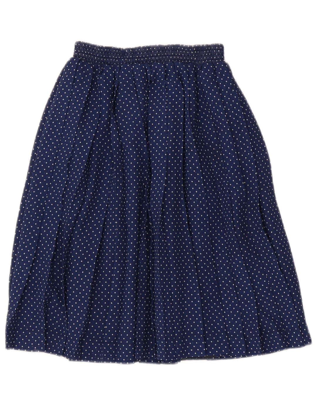 Saia plissada feminina vintage W26 pequena bolinha azul marinho poliéster