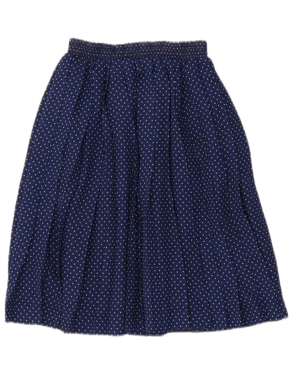 Saia plissada feminina vintage W26 pequena bolinha azul marinho poliéster