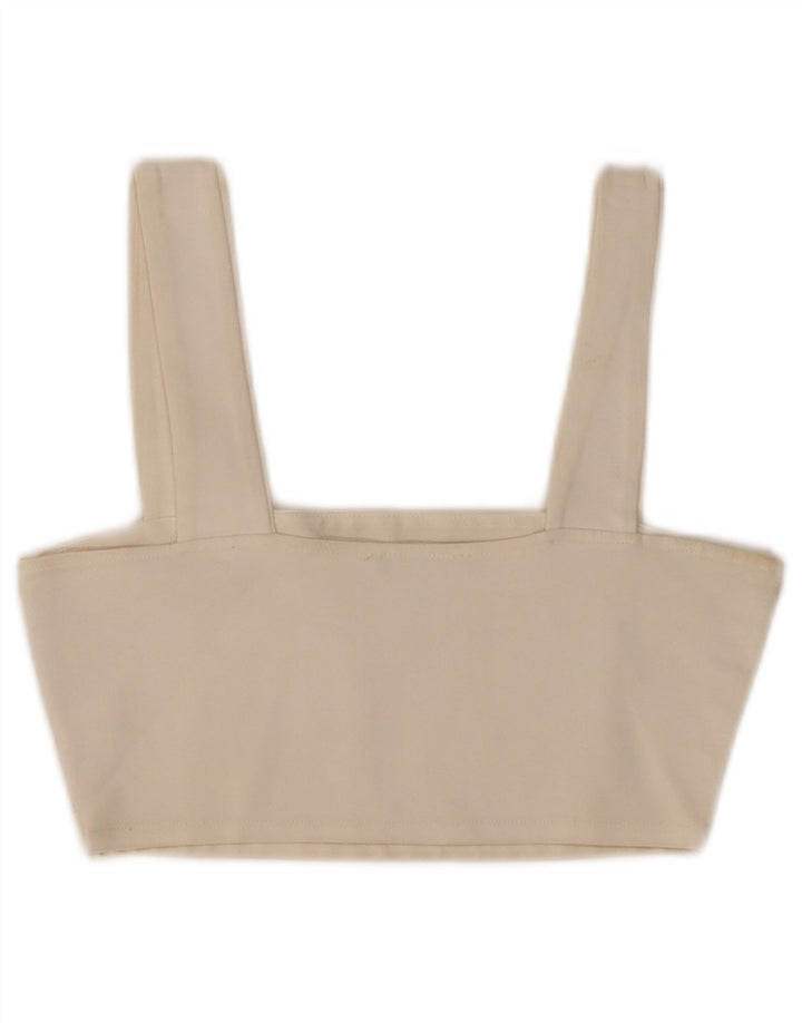 Zara Womens Crop Top UK 8 Pequeno Viscose Branca