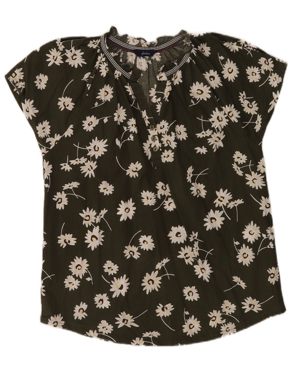 Blusa feminina Joules UK 6 XS cáqui floral algodão
