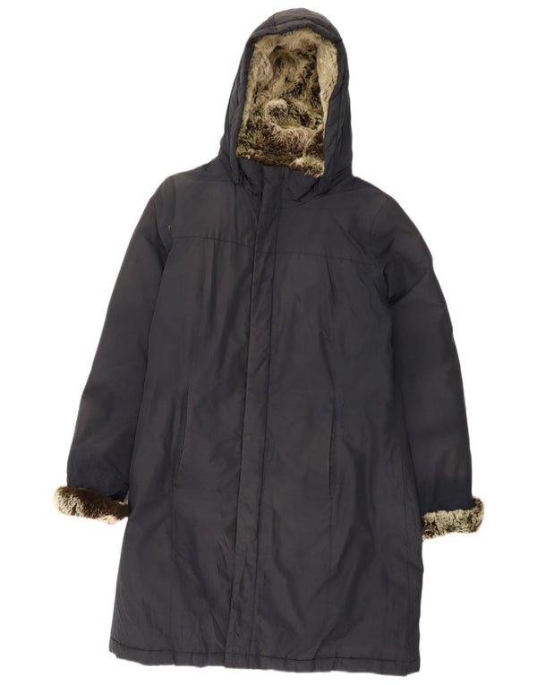 Casaco acolchoado com capuz feminino Woolrich UK 20 2XL algodão azul marinho