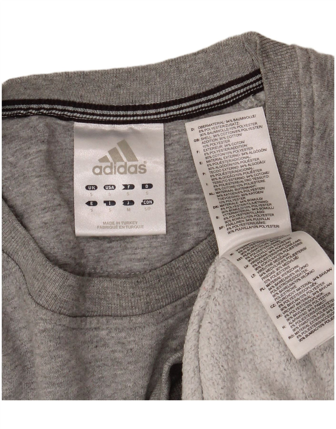 ADIDAS Mens Moletom Jumper Pequeno Algodão Cinza
