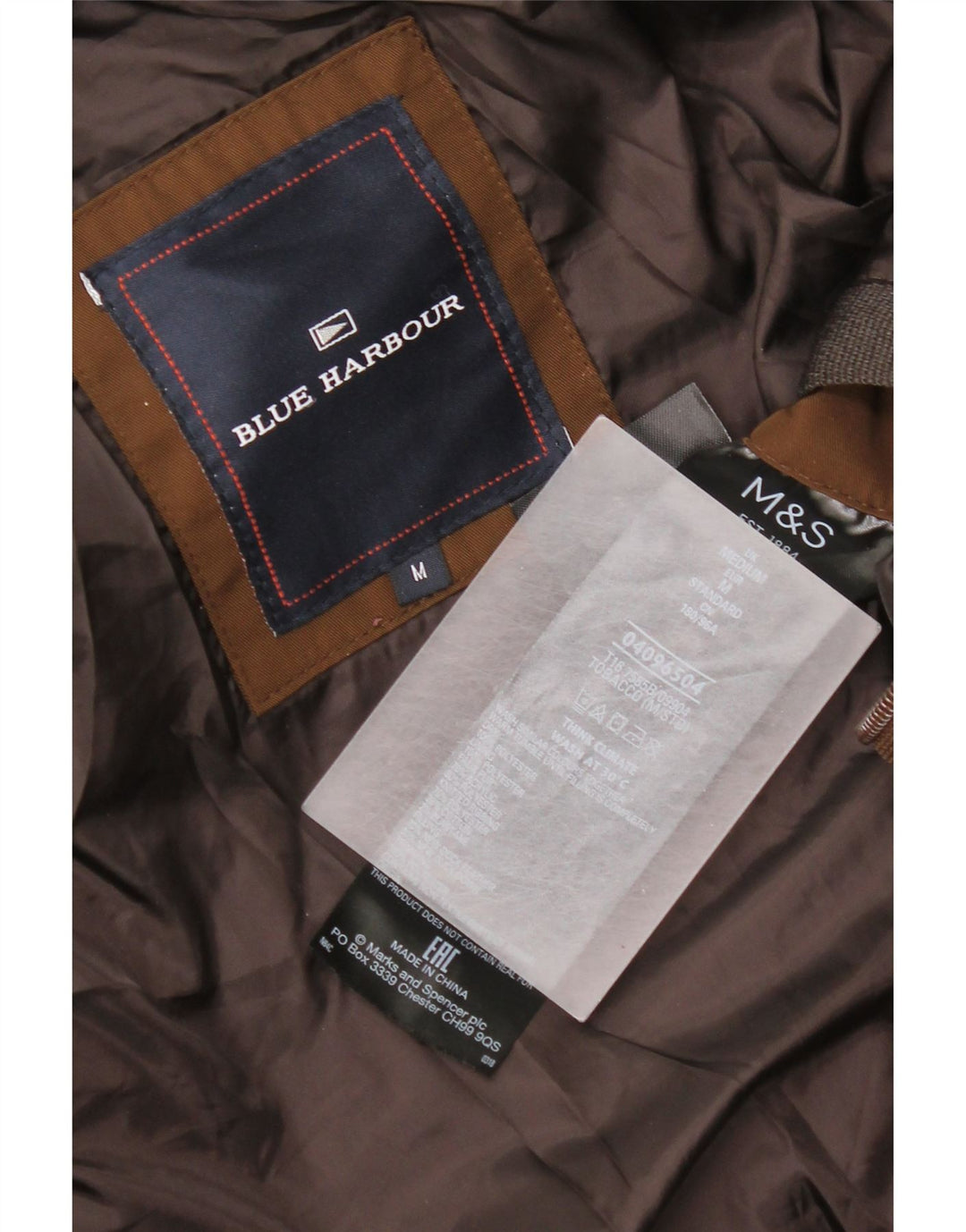 Jaqueta acolchoada com capuz masculina Marks & Spencer Blue Harbor Reino Unido 38 marrom médio
