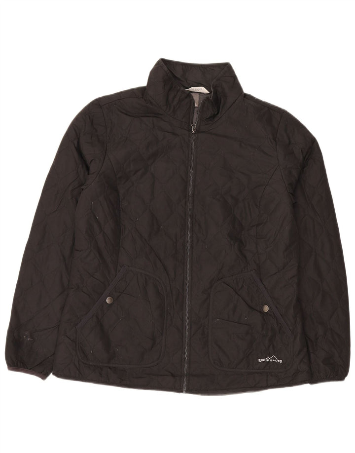 Jaqueta acolchoada feminina Eddie Bauer UK 16 grande poliéster preto