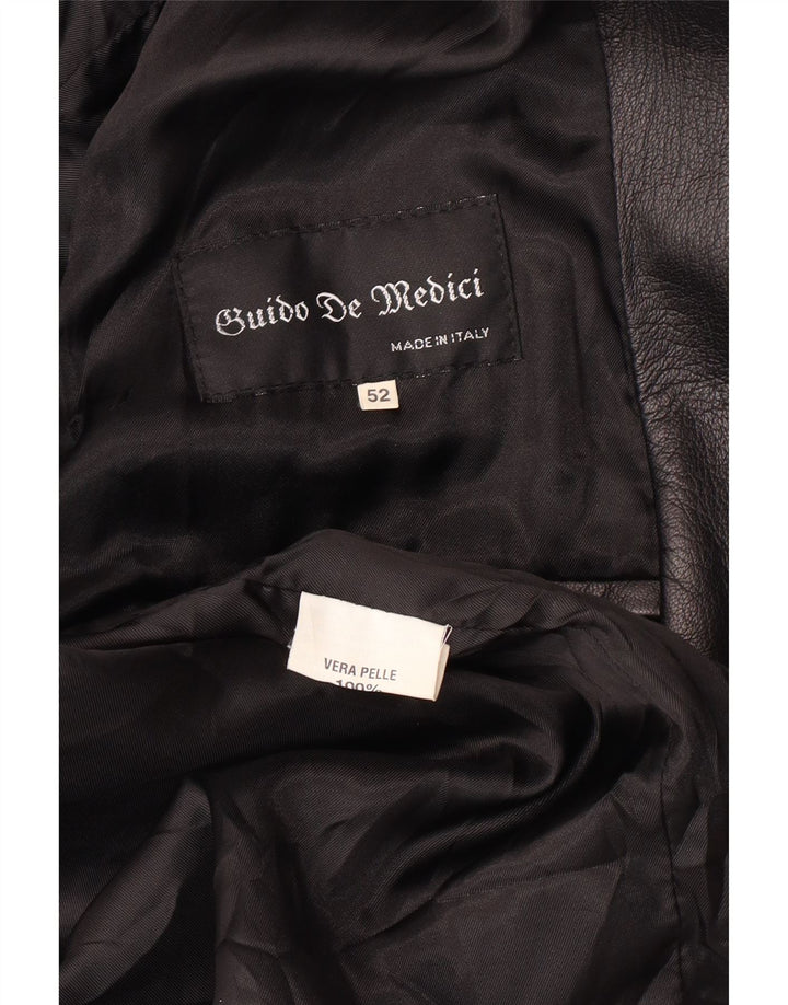 Jaqueta de couro feminina vintage IT 52 2XL couro preto