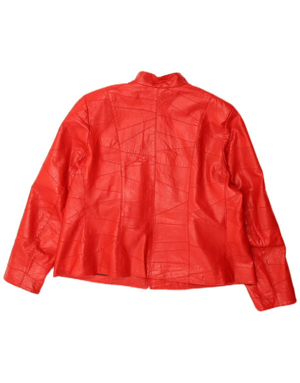 Jaqueta de couro feminina vintage UK 22 3XL couro vermelho