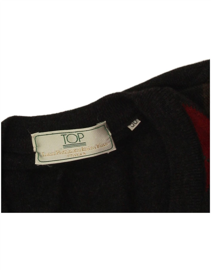 Suéter masculino vintage com decote em V IT 50 cinza médio Argyle/Diamante