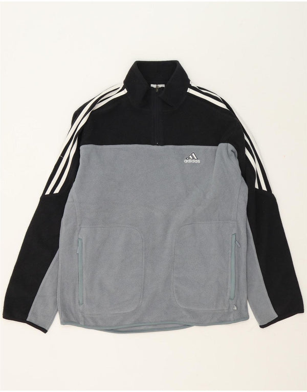 Adidas Mens Zip Neck Fleece Jumper Reino Unido 36/38 Pequeno Azul Colorblock