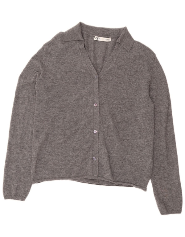 Suéter cardigã feminino Zara Reino Unido 18 XL lã cinza