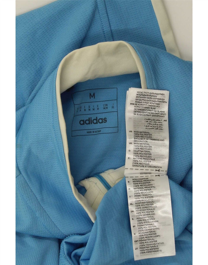 Adidas Mens Zip Neck Pullover Treino Top Médio Azul Poliéster