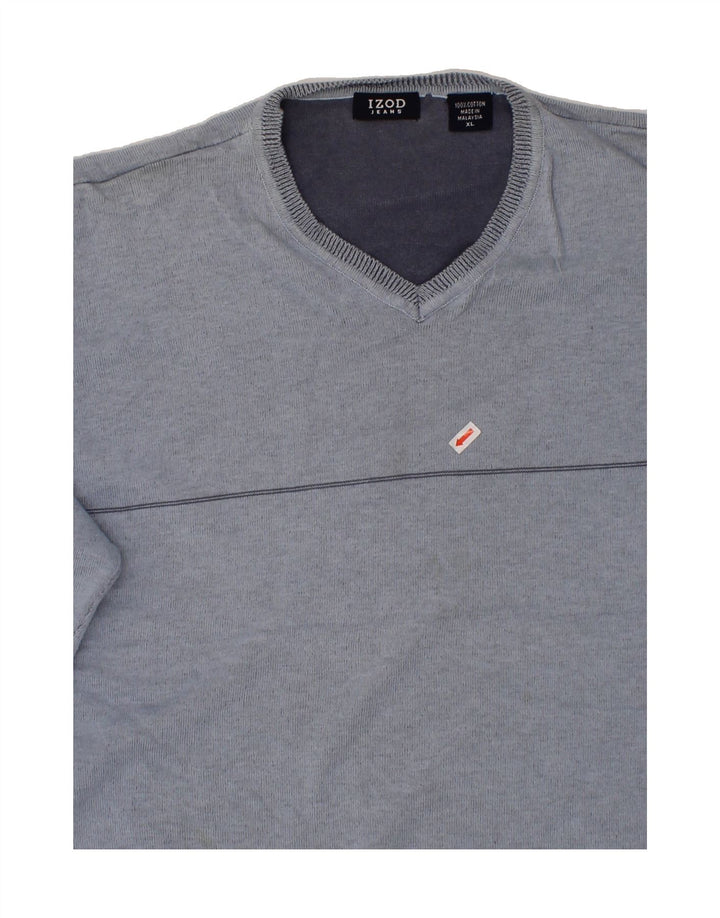 IZOD Mens V-Neck Jumper Sweater XL Blue Cotton Vintage Izod and Second-Hand Izod from Messina Hembry 
