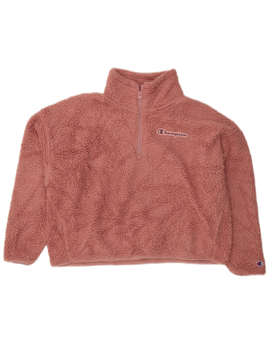 CHAMPION Suéter feminino oversized com zíper e gola em lã UK 18 XL rosa