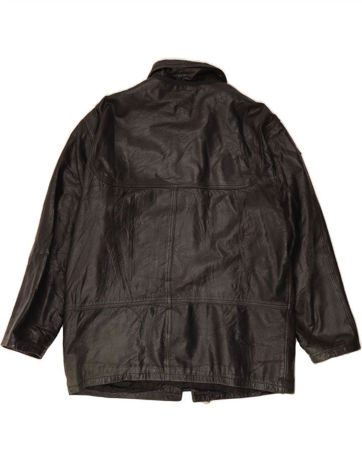 VINTAGE Mens Leather Jacket IT 52 XL Black Vintage Vintage and Second-Hand Vintage from Messina Hembry 