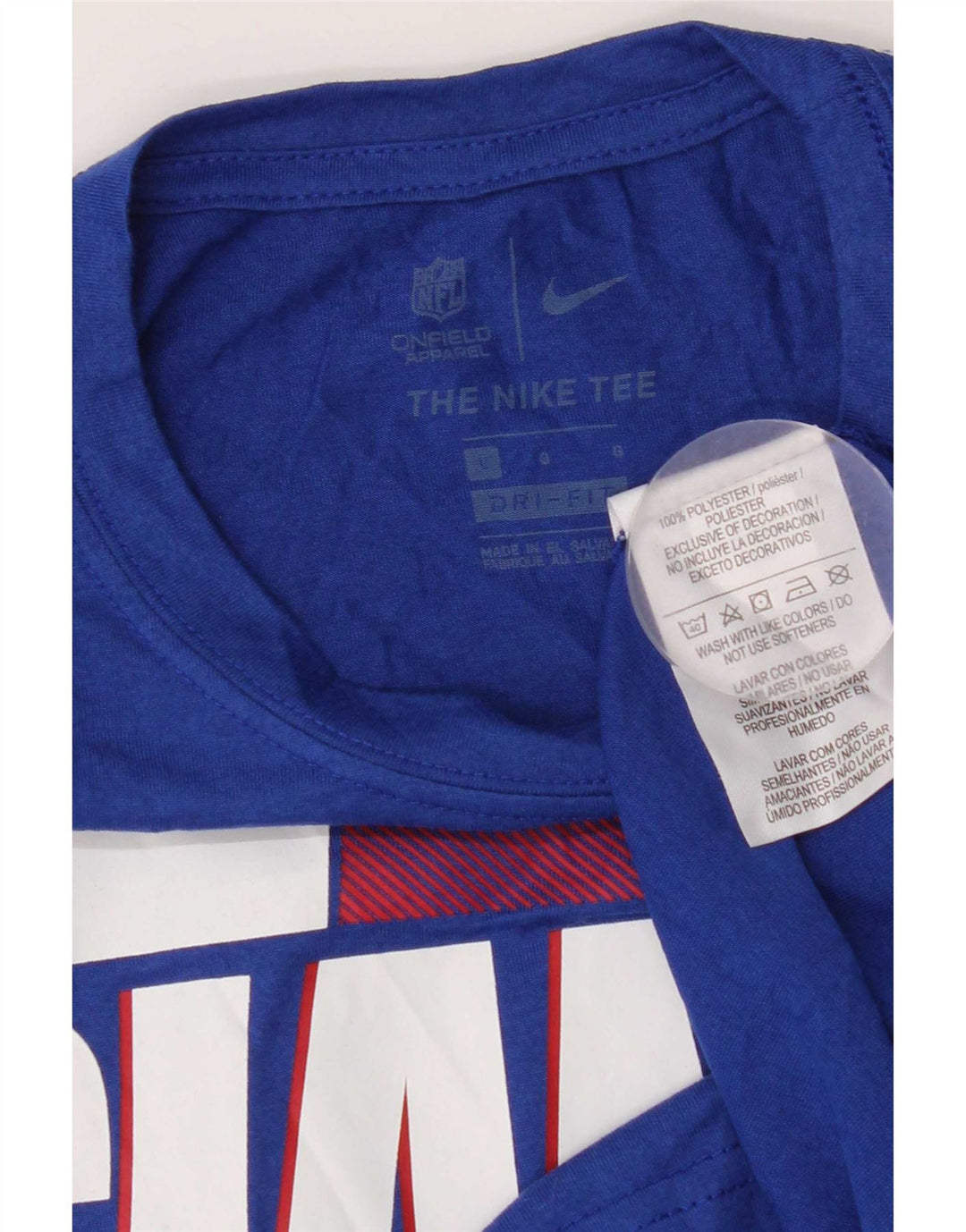 Camiseta masculina Nike New York Giants com estampa gráfica grande azul poliéster