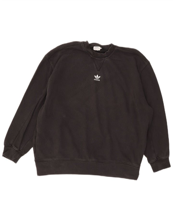 Adidas feminino gráfico oversized moletom jumper reino unido 12 médio preto algodão