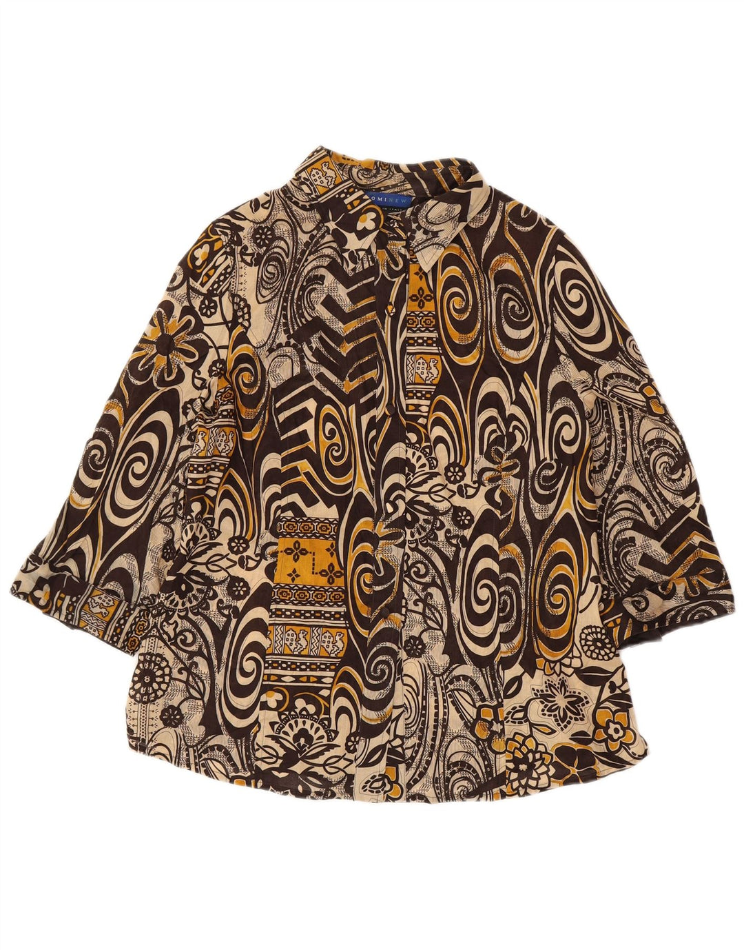 Blusa feminina DOMINEW manga 3/4 IT 50 XL marrom floral algodão