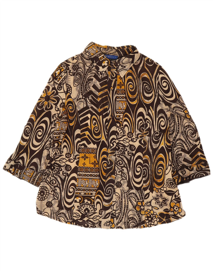 Blusa feminina DOMINEW manga 3/4 IT 50 XL marrom floral algodão