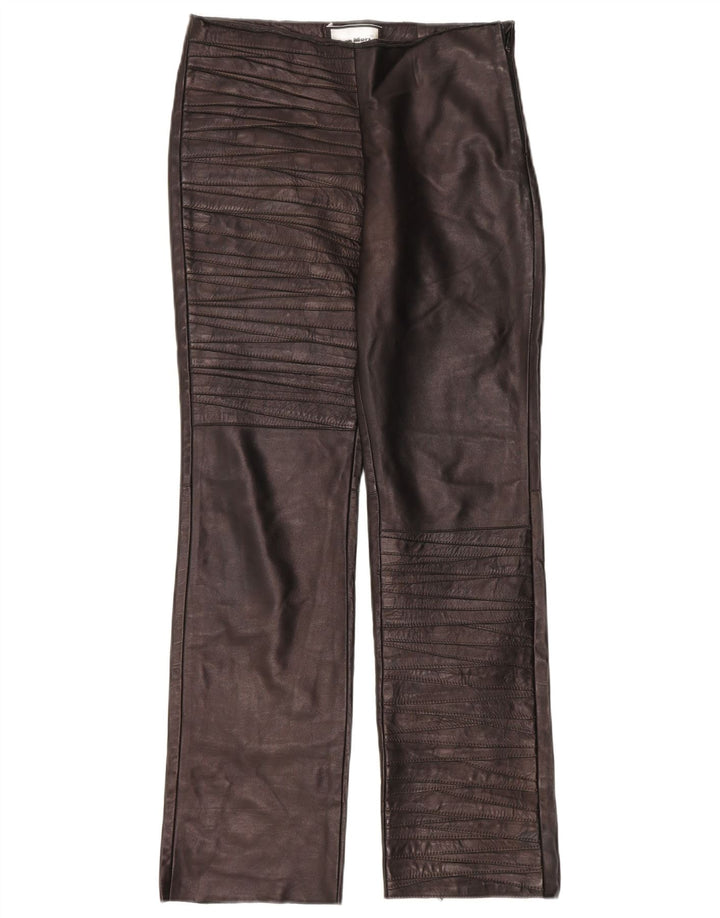 Calça feminina de couro reto Gian Mori W30 L30 couro marrom