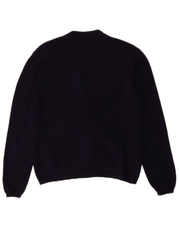 Suéter cardigã feminino Zara Reino Unido 14 grande lã azul marinho