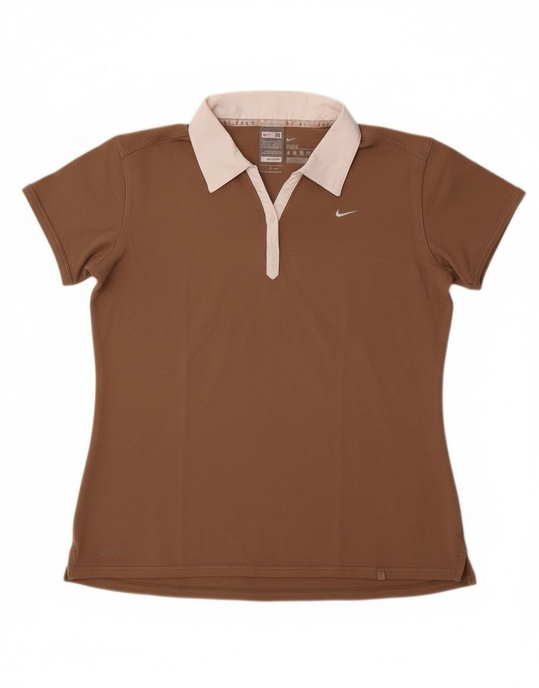 Camisa polo feminina Nike UK 10/12 algodão marrom médio