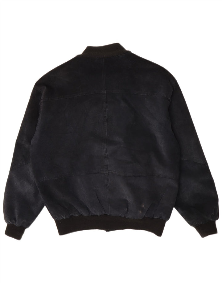 Jaqueta bomber de camurça masculina John Monroe de ajuste solto Reino Unido 36 pequena azul marinho