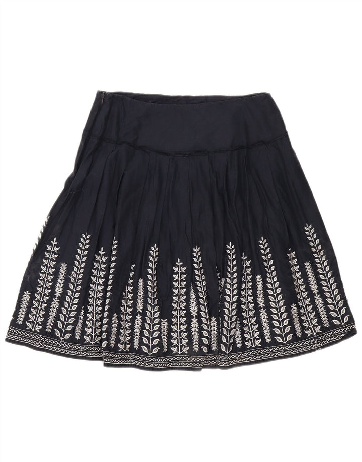 Saia feminina Marks & Spencer plissada linha A W30 médio azul marinho floral