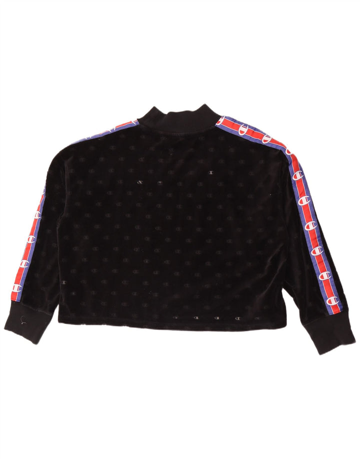 Champion feminino gráfico moletom jumper UK 14 médio preto colorblock