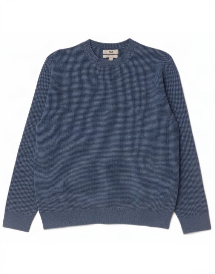 Suéter masculino Marks & Spencer com gola redonda XL azul poliéster