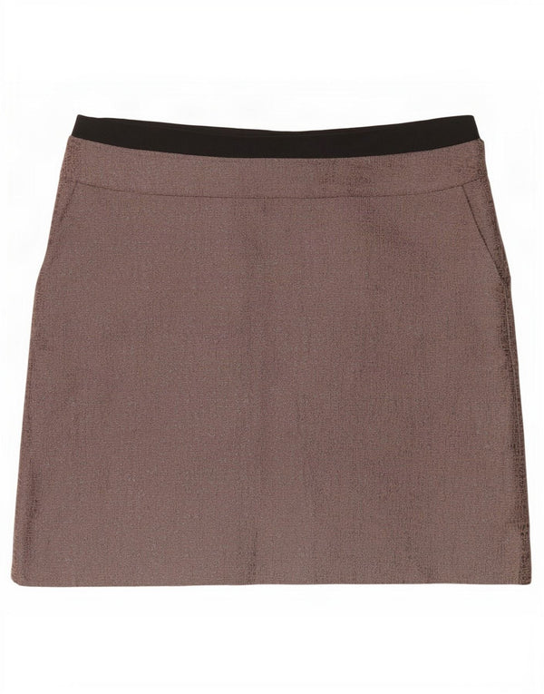 Mini saia feminina Kaliko Reino Unido 20 2XL W38 marrom colorblock algodão