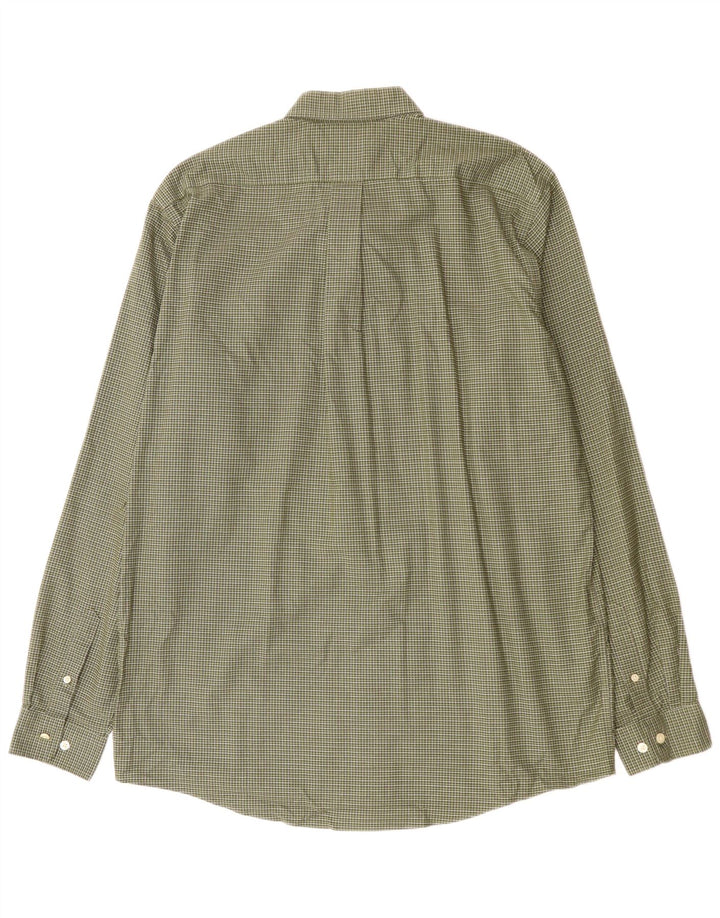 EDDIE BAUER Camisa masculina de ajuste relaxado, grande algodão xadrez verde